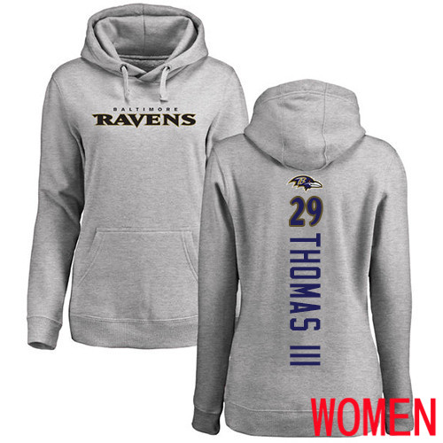 Baltimore Ravens Ash Women Earl Thomas III Backer NFL Football 29 Pullover Hoodie Sweatshirt